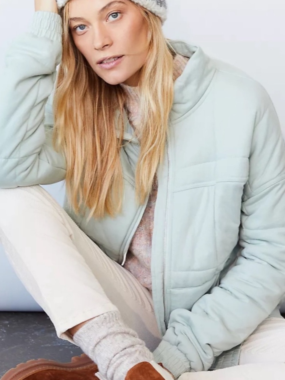 All Fenix Mint Green Full Zip Quilted Jacket Size Small